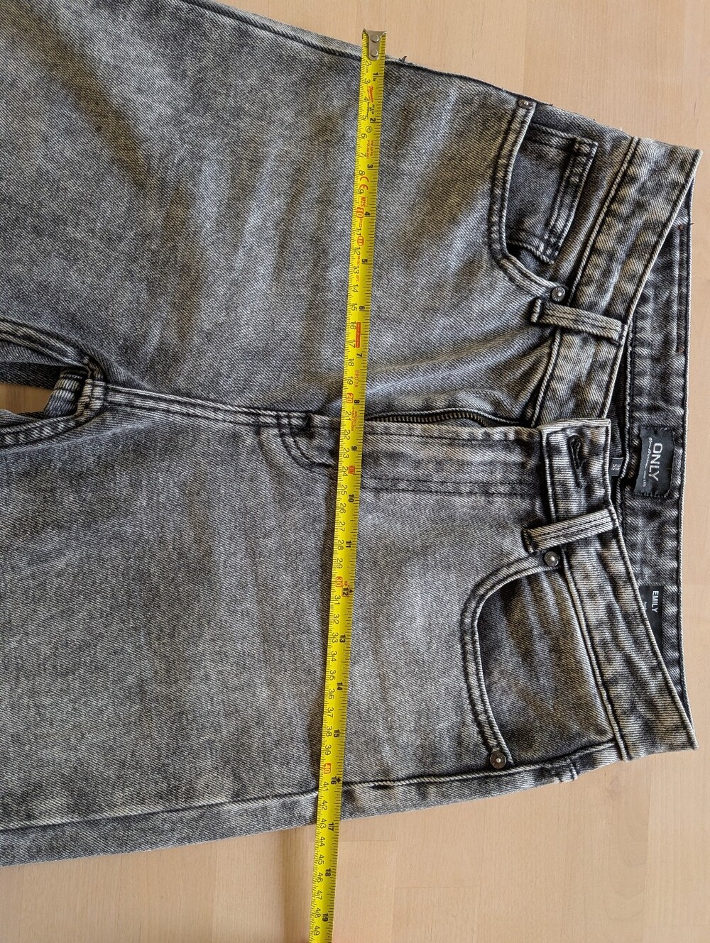 Only "Emily" Jeans High Waist Straight Raw Ankle Black Acid Size 28 - Picture 9 of 11